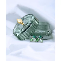 Peónia — Zöld Fülbevaló