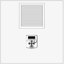 Frekvenciaváltó fém kapcsoló szekrénybe építve IP66,  400 x 400 x 250 mm ( 230V/4kW-ig, 400 V/7,5kW-ig), előlapra szerelt kijelzővel, kapcsolók nélkül