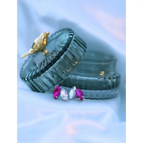 Frézia — Pink-Ezüst Fülbevaló