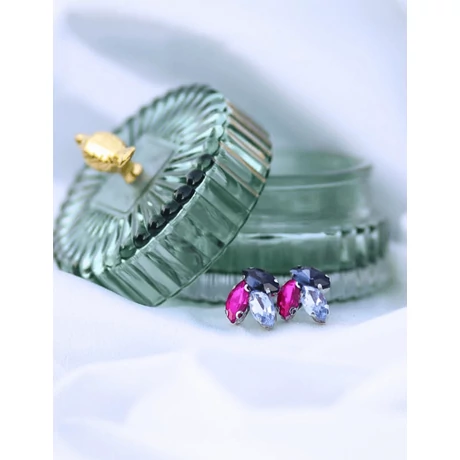 Peónia — Kék–Pink Fülbevaló