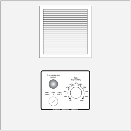 Frekvenciaváltó fém kapcsoló szekrénybe építve IP66,   400 x 400 x 250 mm ( 230V/4kW-ig, 400 V/7,5kW-ig), előlapra szerelt kapcsolókkal, visszajelző lámpákkal és potenciométerrel
