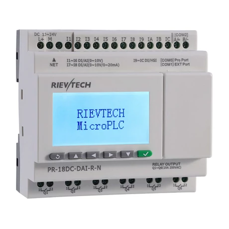 Rievtech PR-18DC-DAI-R-N Ethernet PLC webszerverrel és beépített MQTT-vel (relés kimenet)