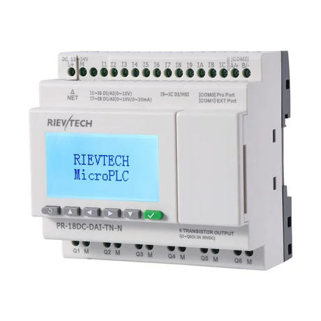Rievtech PR-18DC-DAI-TN-N Ethernet PLC webszerverrel és beépített MQTT-vel (tranzisztoros kimenet)