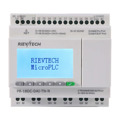 Rievtech PR-18DC-DAI-TN-N Ethernet PLC webszerverrel és beépített MQTT-vel (tranzisztoros kimenet)