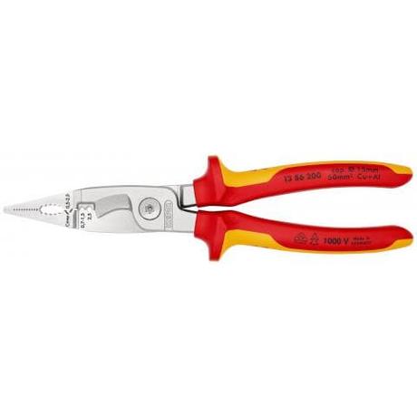 Knipex Szigetelt szerelofogó, krimpelo funkció, kétk.nyél 200 mm, csupaszítás 0,75-2,5 mm2, kábelvágás 15 mm 0,5-2,5 mm2 érvéghüvelyhez